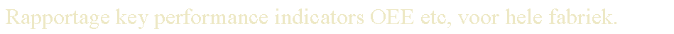 Text Box: Rapportage key performance indicators OEE etc, voor hele fabriek.